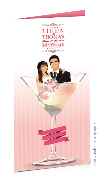 Faire-part de mariage original vintage romantique