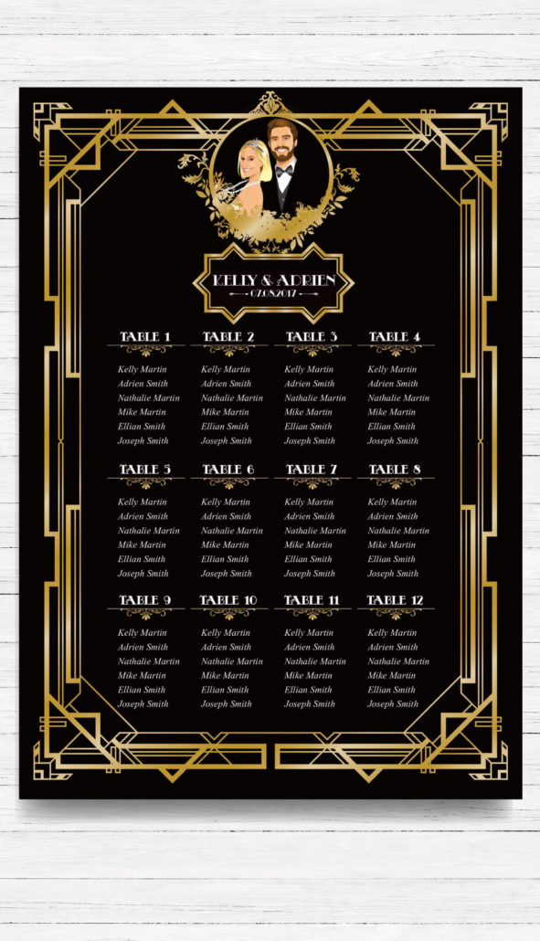 faire part de mariage original rétro ées 20 ées folles gatsby invitation