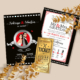 Faire-part de mariage cinéma avec clap et bobine de film - affiche avec ticket de cinéma rétro. Personnalisé avec vos portraits en dessin d'après photos -