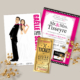 Faire-part de mariage cinéma pretty woman - affiche avec ticket de cinéma rétro. Personnalisé avec vos portraits en dessin d'après photos.