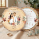 Faire-part de mariage bohème original sous forme de rondelle de bois - terracotta sauge et fleurs de pampa