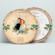 Faire-part mariage rondin bois hiver, illustration couple humoristique neige et sapins