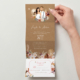 Faire-part de mariage champêtre nature kraft avec fleurs séchées pampa sur fond kraft original - Invitation avec portrait de couple - dessin d’après vos photos. Vieux rose, vert foncé boho
