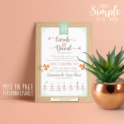 Faire-part de mariage champêtre - bohème pastel bohème - kraft vintage fleurs couleurs pastel Vert mint, rose poudré, rose corail, vert eau - invitation repas coupon réponse originale