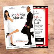 mariage cinéma faire-part original affiche film Mr & Mrs Smith cinéma chic et drôle –A5