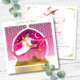 Mariage oriental 1001 nuits - faire-part original, invitation ou save the date sur tapis volant comme Aladdin et Shéhérazade. Portraits dessin caricature - blanc or et violet Bollywood - chic vintage et romantique