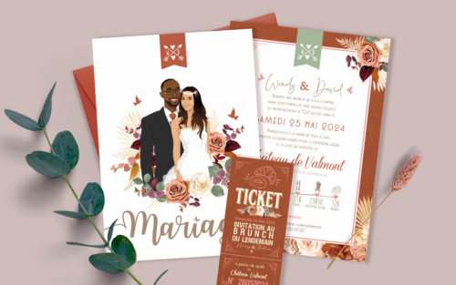 Faire-part de mariage terracotta - Studio Postscriptum