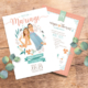 Faire-part de mariage original bohème avec fleurs couleurs pastel Vert mint, rose poudré, rose corail et vert sauge. Vous recherchez un faire-part de mariage bohème chic et pastel, voici un modèle original personnalisé parfait avec vos portraits en dessin.