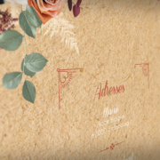 Invitation mariage terracotta et sauge - thème champêtre rustique nature original avec fleurs séchées de pampa - kraft, vert sapin, rouge bordeaux, terre de sienne, mint et rose poudré pastel