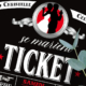 Faire-part original sous forme de billets ou de tickets de cinéma vintage rétro. Thème Cinéma vintage avec bobine de film. Avec ticket d'or pour le repas. Invitation noir blanc et rouge pour mariage, Baptême, anniversaire, bar mitzvah.
