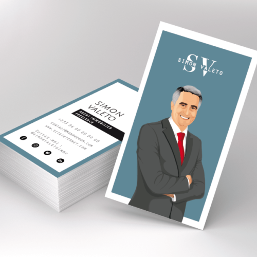 Démarquez-vous avec un portrait à votre image pour votre profil de réseaux sociaux professionnel, que vous soyez travailleur indépendant, freelance ou auto-entrepreneur. Retrouvez votre caricature sur votre carte de visite originale pour une image et une communication personnelle. Vous êtes coach, conseiller, commercial, agent immobilier, professeur, courtier, comptable, etc