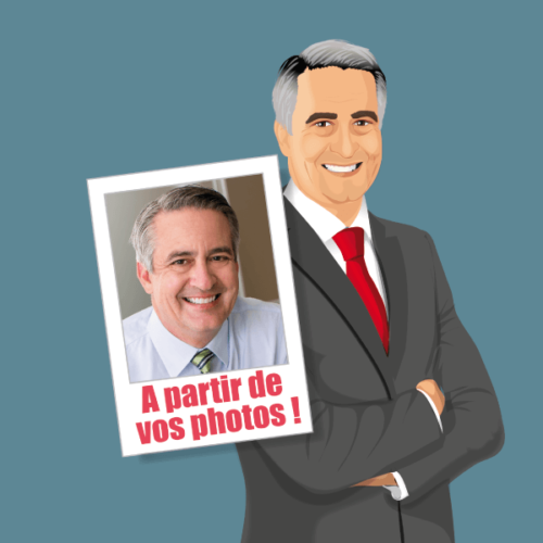 Démarquez-vous avec un portrait à votre image pour votre profil de réseaux sociaux professionnel, que vous soyez travailleur indépendant, freelance ou auto-entrepreneur. Retrouvez votre caricature sur votre carte de visite originale pour une image et une communication personnelle. Vous êtes coach, conseiller, commercial, agent immobilier, professeur, courtier, comptable, etc