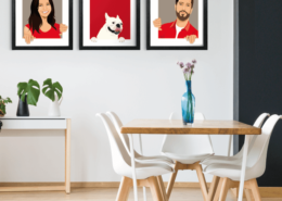 Portrait de couple en dessin d'après vos photos. Réalisez un tableau original de votre couple. Personnifiez votre intérieur à votre image avec des portraits en dessins originaux réalisés d'après vos photos avec votre chien ou chat. Apportez une petite touche originale, personnelle et drôle à votre décoration d'intérieur avec ces tableaux aux couleurs personnalisables. Idée de cadeau idéal pour la saint valentin, en guise de tête de lit originale, dans votre salon ou dans votre bureau, vous aurez toujours votre moitié sous les yeux ! Un vrai cadeau original pour Noël ou un anniversaire de mariage !