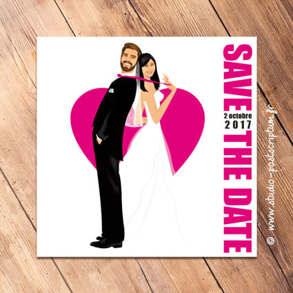 Save The Date Annonce Mariage Original Dessin D Apres Vos Photos