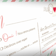 Faire-part Suisse Bohème chic original avec vos portraits dessinés d’après vos photos. Thème lac de montagne en Suisse. Couleurs pastel, aquarelle, bleu, vert, rose et blanc. Avec montagnes, forêt et paysage suisse. Invitation personnalisable pour mariage, Baptême, anniversaire, bar mitzvah